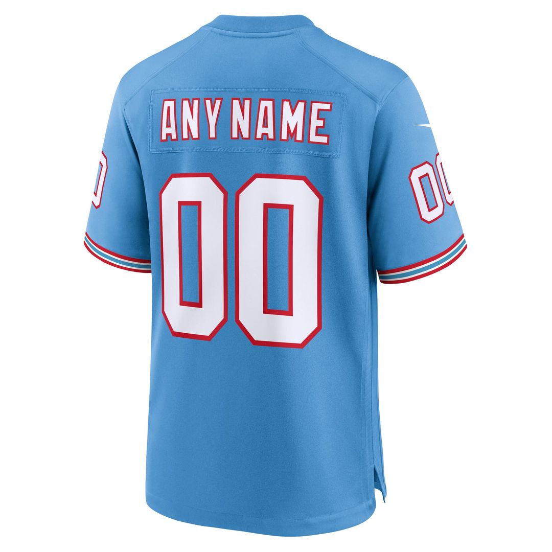 Tennessee Titans Nike Light Blue Oilers Throwback Custom Game Jersey product image 3, provided for visual reference and