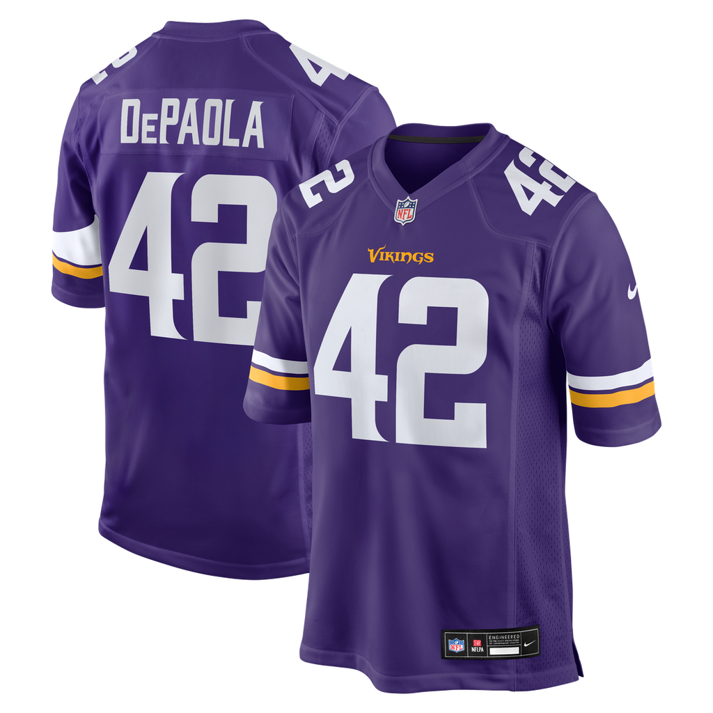 Minnesota Vikings Andrew DePaola Nike Purple Game Jersey product image 1, provided for visual reference and product detail