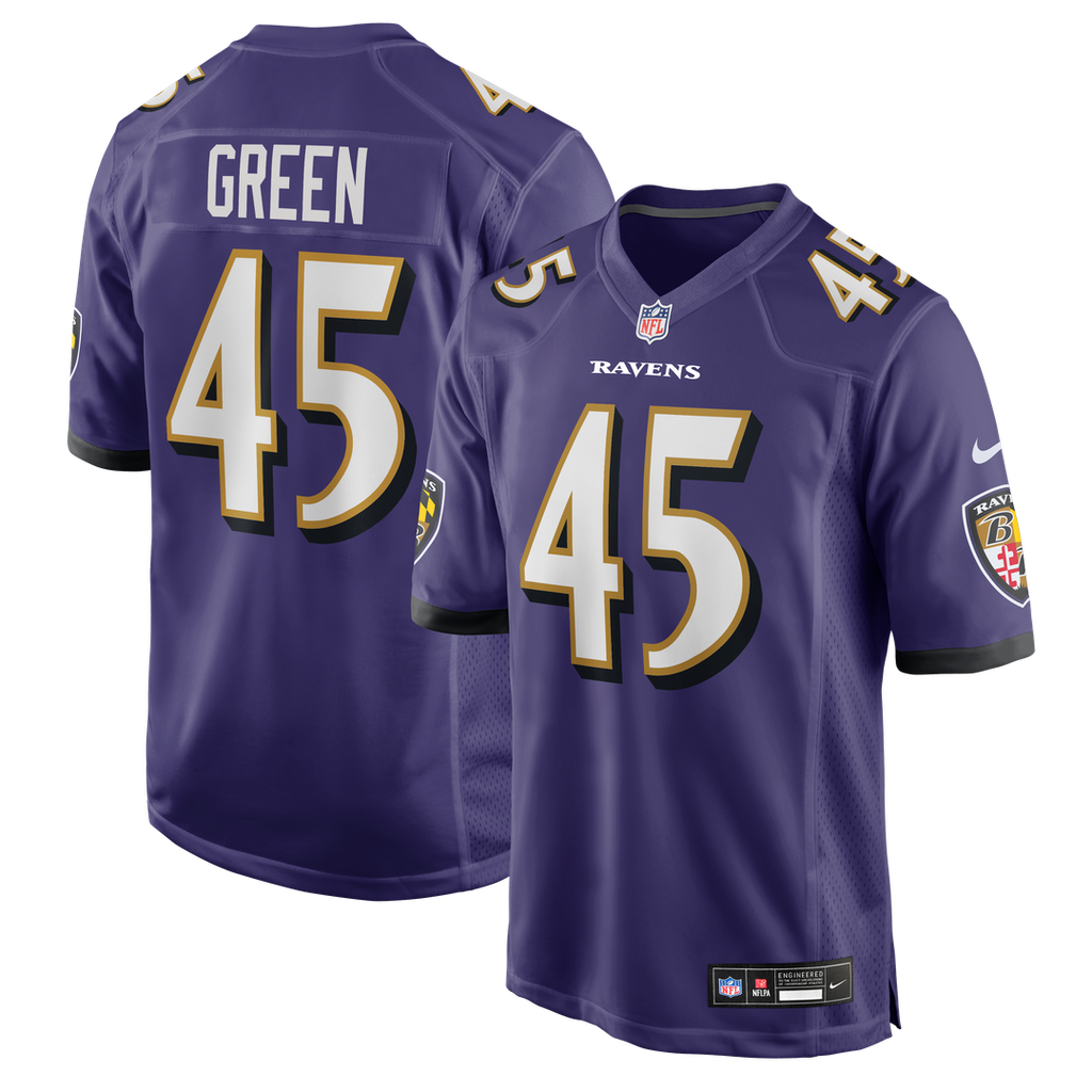 Baltimore Ravens Mike Green Nike Purple Team Game Jersey product image 1, provided for visual reference and product detail