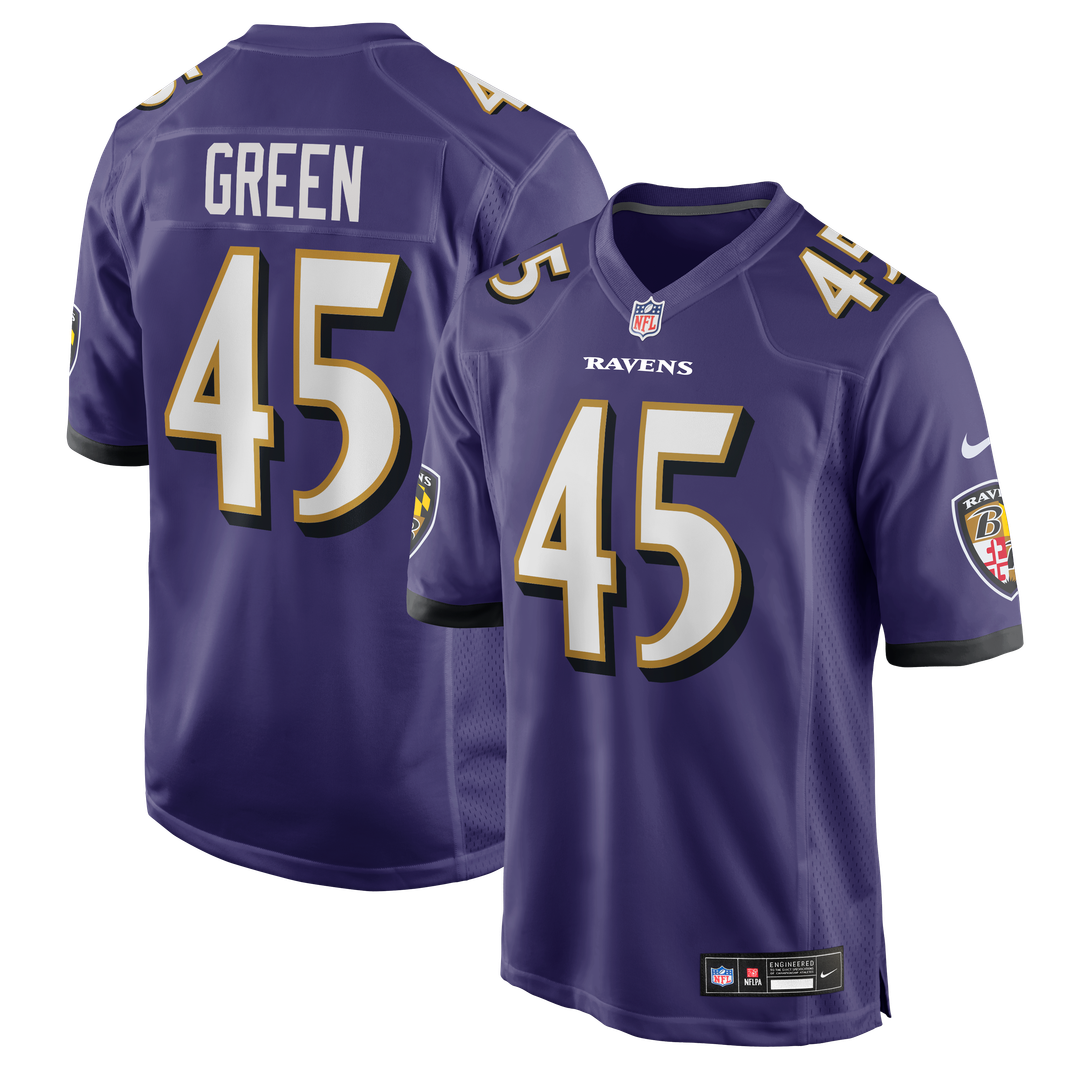 Baltimore Ravens Mike Green Nike Purple Team Game Jersey product image 1, provided for visual reference and product detail