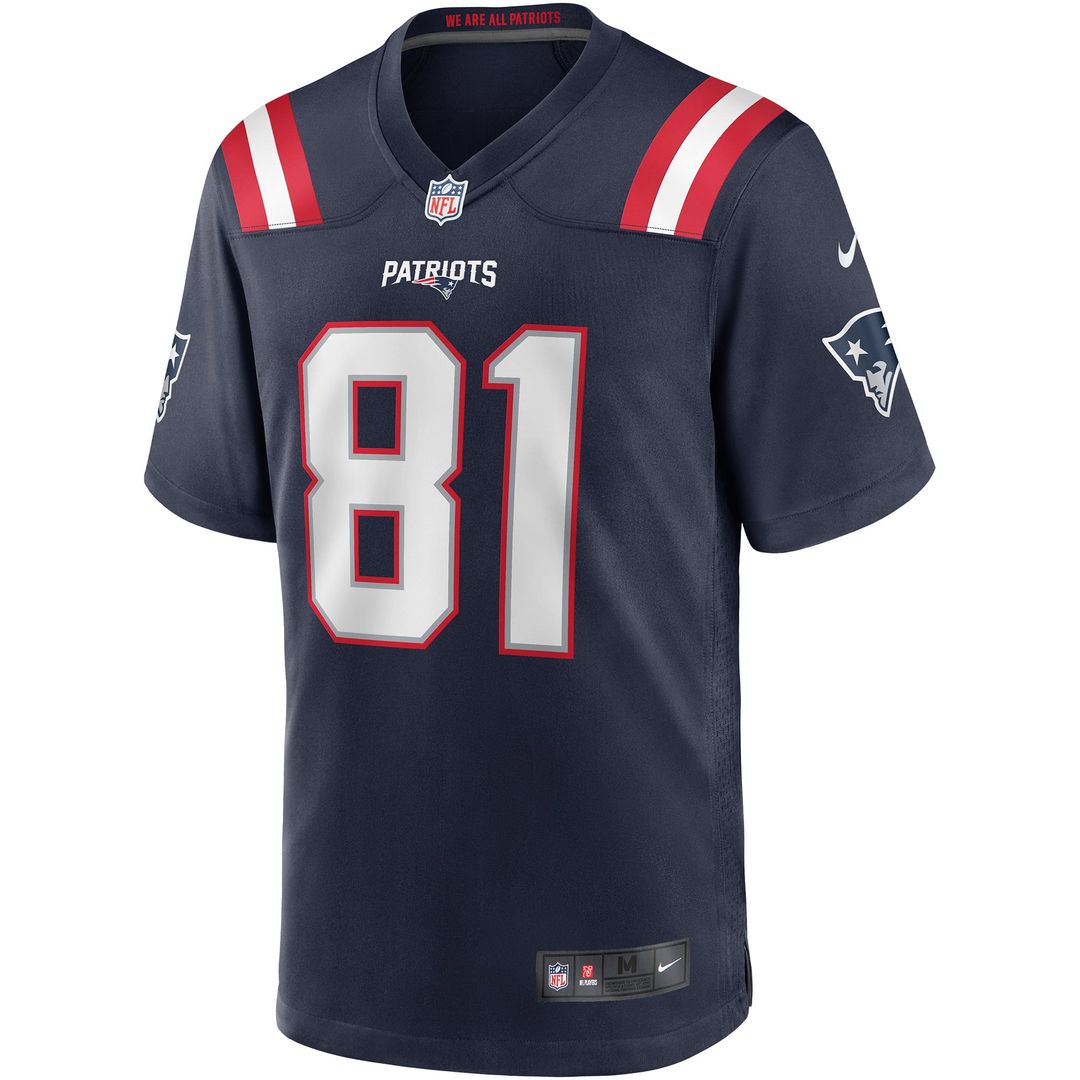 New England Patriots Randy Moss Nike Navy Game Retired Player Jersey product image 2, provided for visual reference and