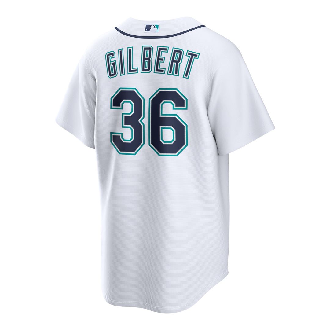 Seattle Mariners Logan Gilbert Nike White Home Replica Jersey product image 3, provided for visual reference and product