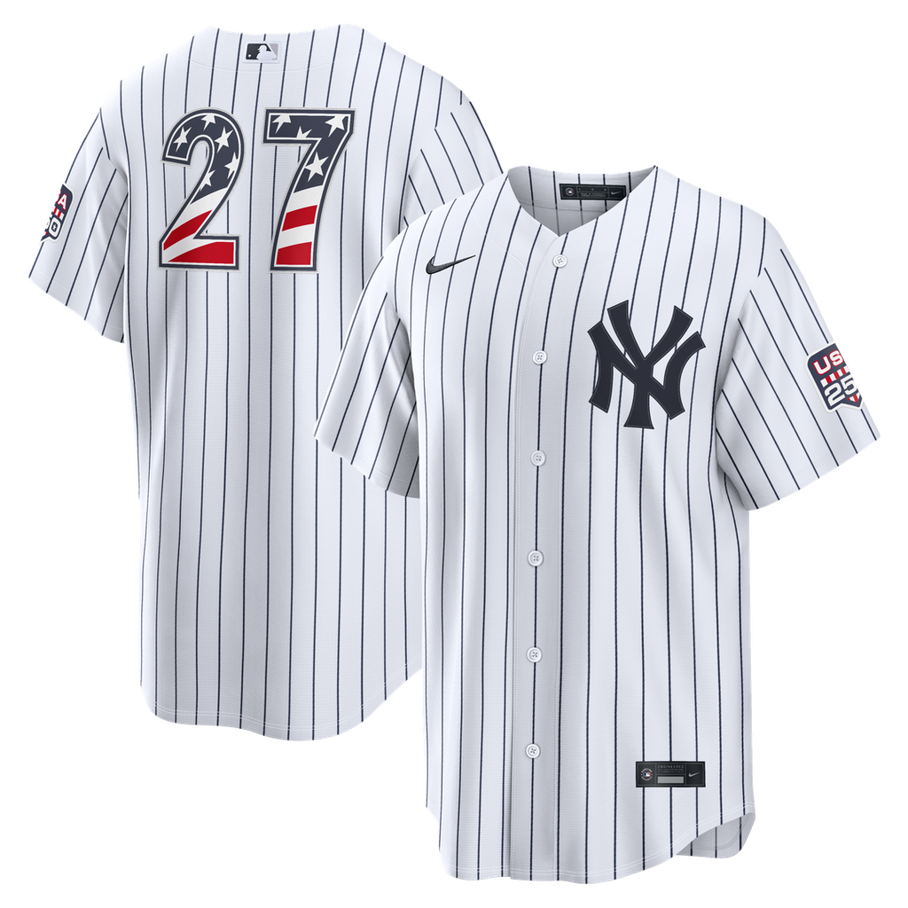 Fourth of July New York Yankees Giancarlo Stanton Nike White USA 250 Stadium Jersey product image 1, provided for visual