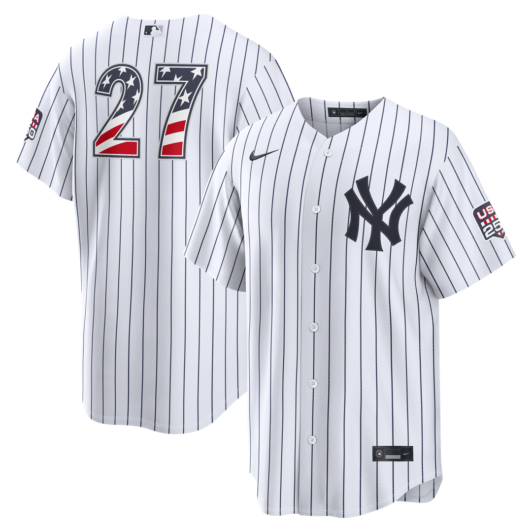 Fourth of July New York Yankees Giancarlo Stanton Nike White USA 250 Stadium Jersey product image 1, provided for visual