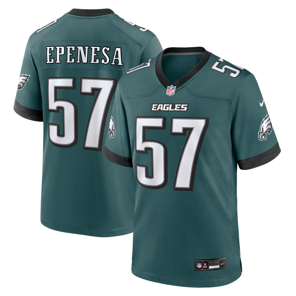 Philadelphia Eagles A.J. Epenesa Nike Midnight Green Team Game Jersey product image 1, provided for visual reference and