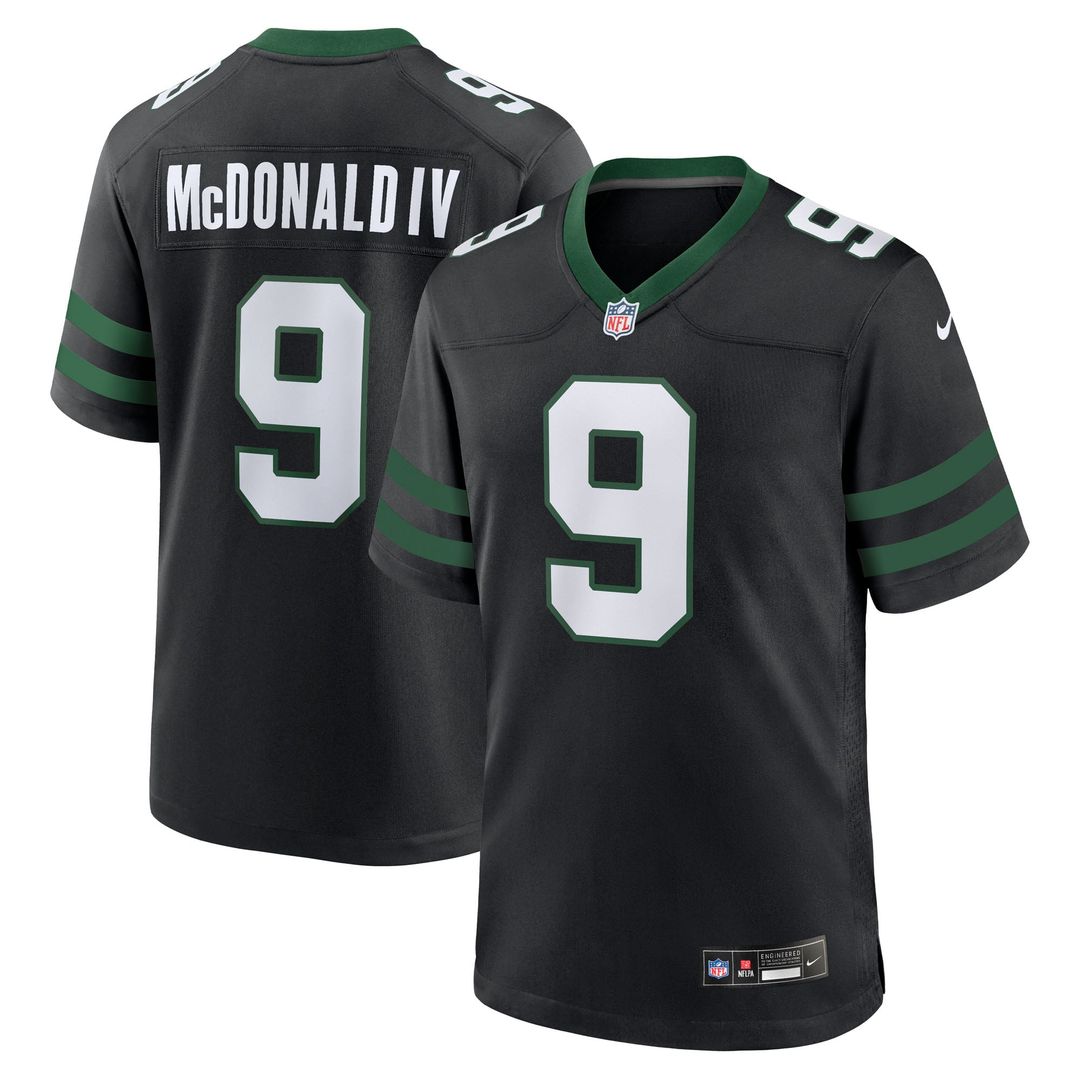 New York Jets Will McDonald IV Nike Legacy Black Alternate Game Jersey product image 7, provided for visual reference and