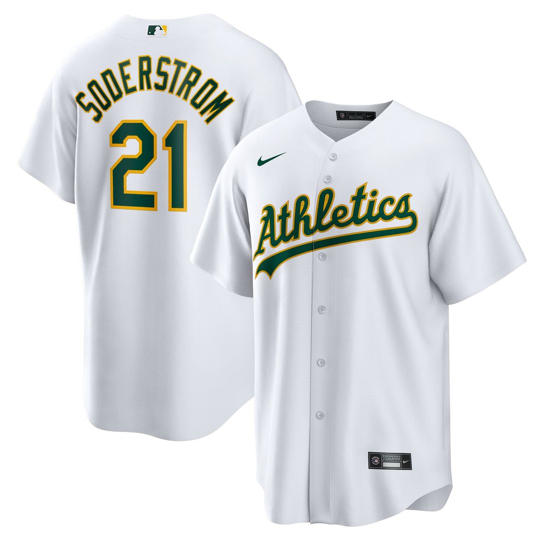 Athletics Tyler Soderstrom Nike White Home Replica Jersey product image 1, provided for visual reference and product detail