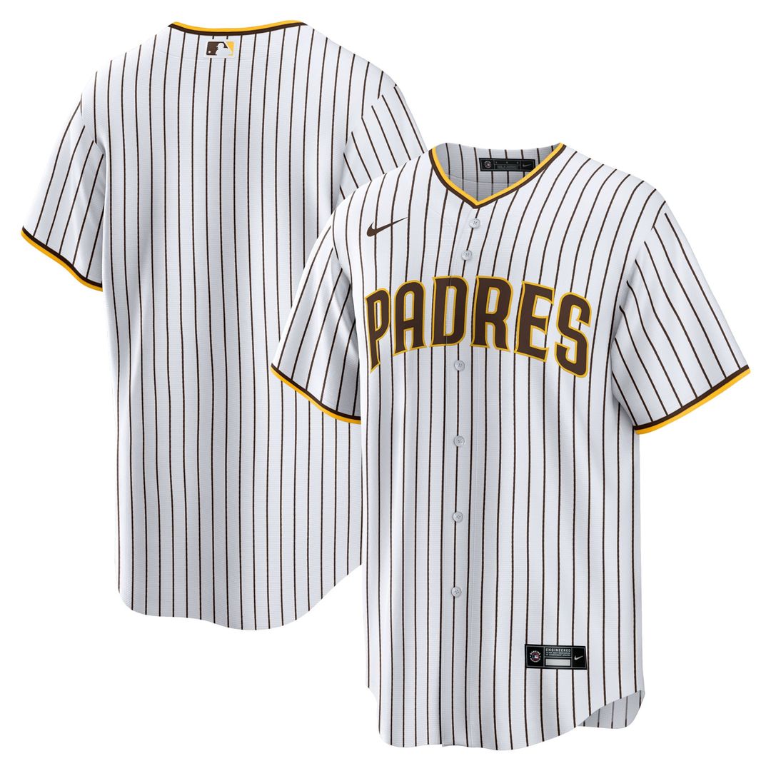 San Diego Padres Nike White Home Replica Team Jersey product image 1, provided for visual reference and product detail review