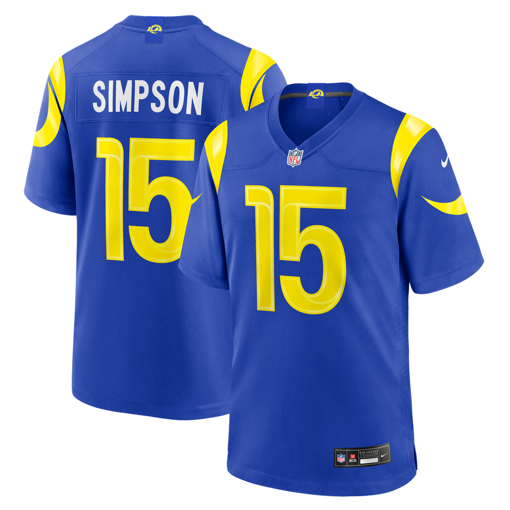 Los Angeles Rams Ty Simpson Nike Royal Team Game Jersey product image 1, provided for visual reference and product detail
