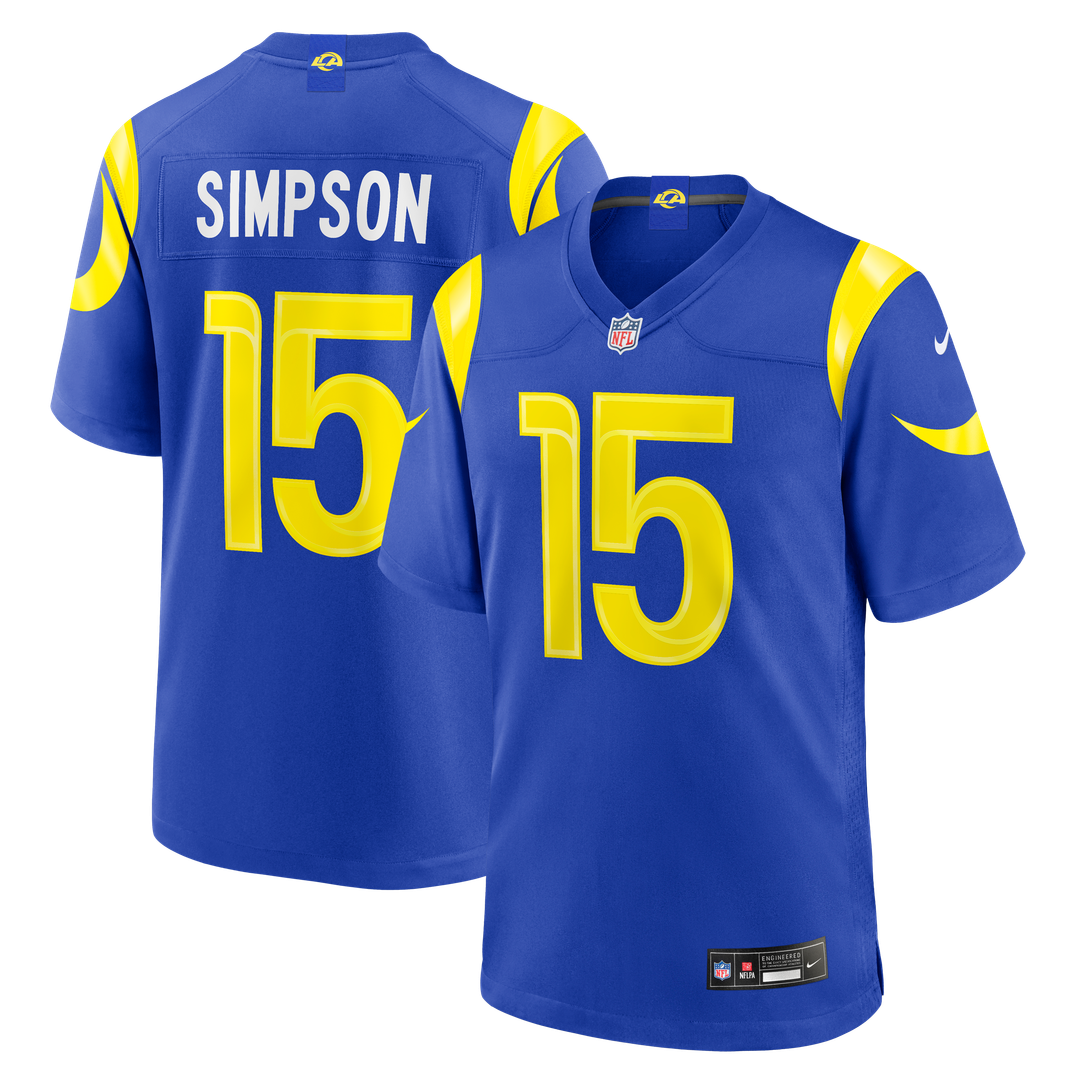 Los Angeles Rams Ty Simpson Nike Royal Team Game Jersey product image 1, provided for visual reference and product detail