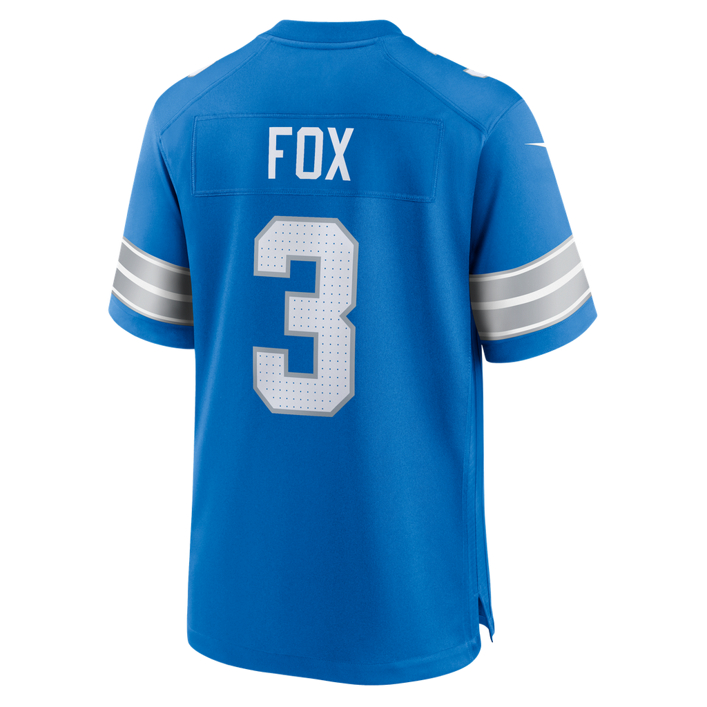 Detroit Lions Jack Fox Nike Blue Team Game Jersey product image 3, provided for visual reference and product detail review