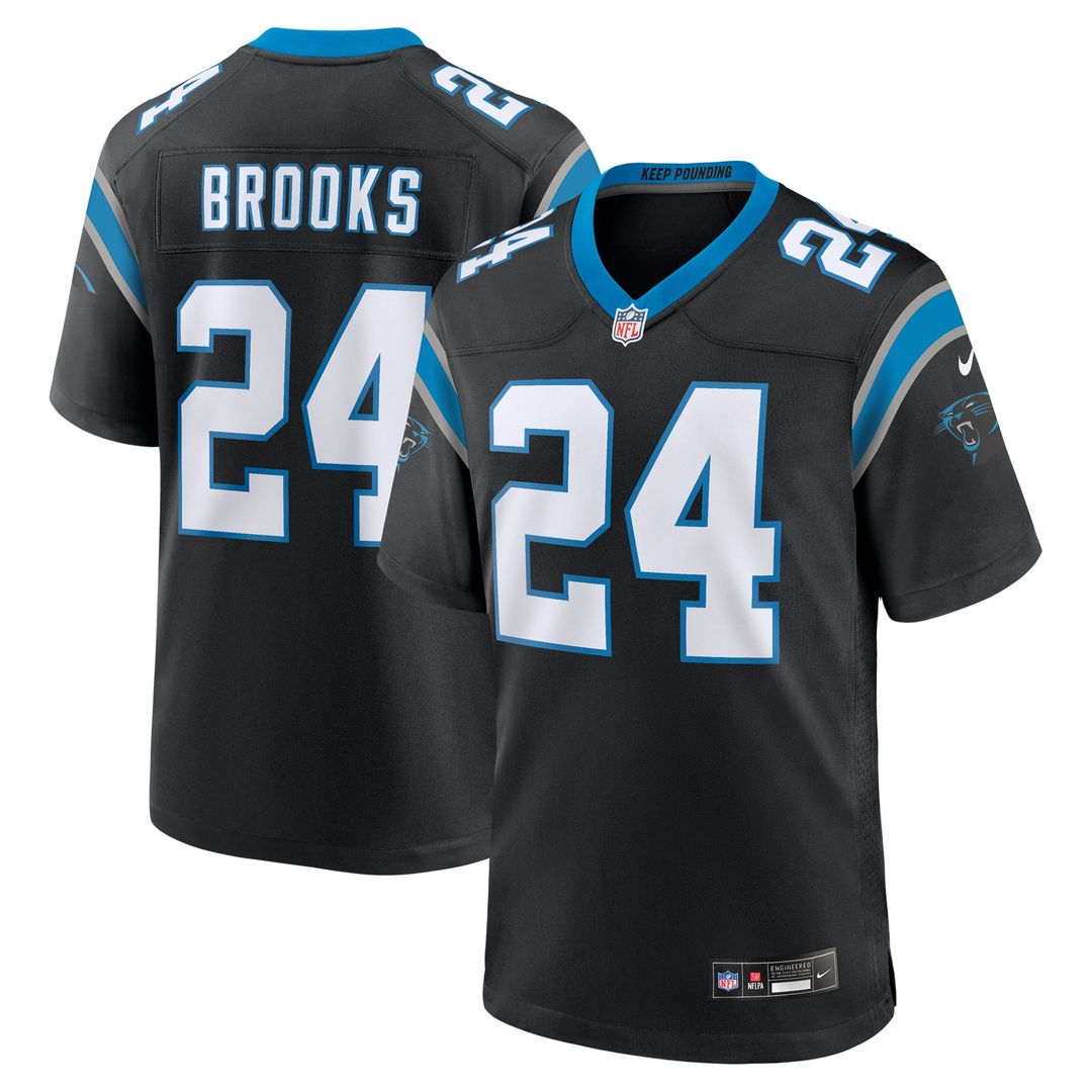 Carolina Panthers Jonathon Brooks Nike Black Game Jersey product image 1, provided for visual reference and product detail