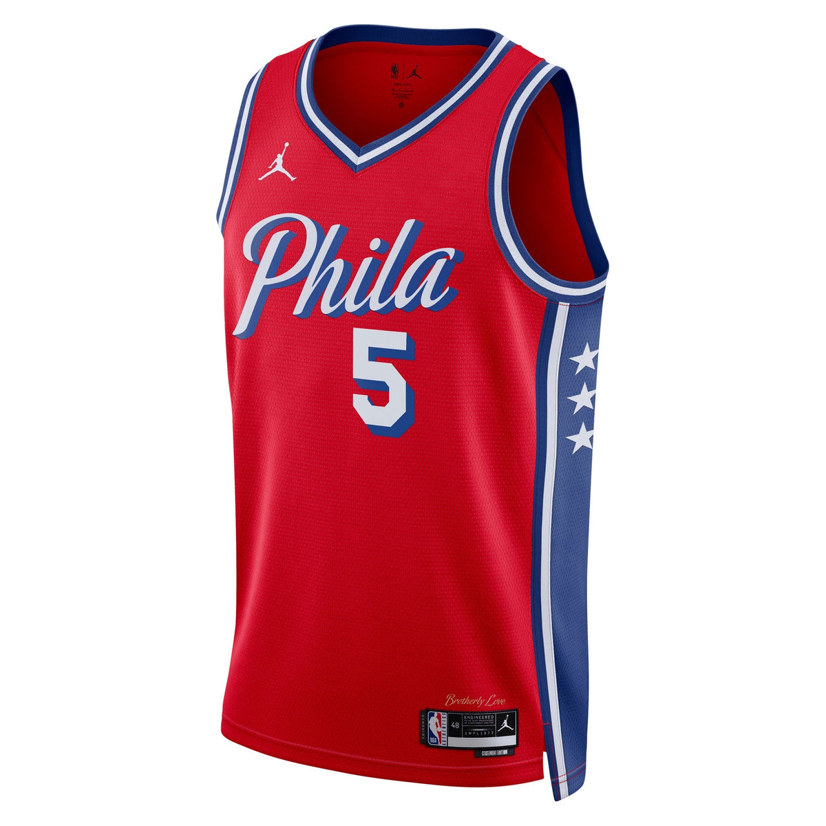 Philadelphia 76ers Jordan Brand Statement Edition Swingman Jersey - Red - Quentin Grimes - Unisex product image 3, provided