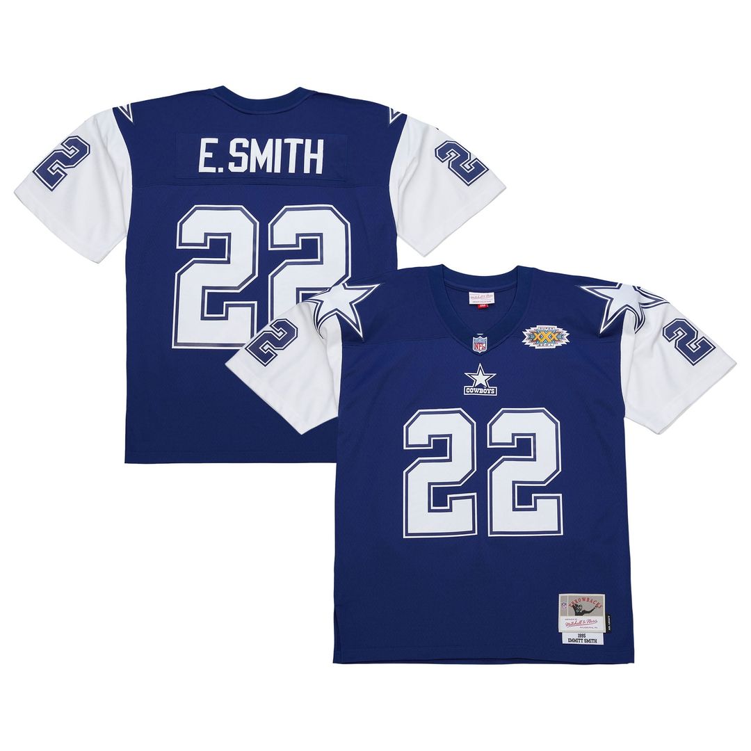 Dallas Cowboys Emmitt Smith Mitchell & Ness Navy 1995 Legacy Replica Jersey product image 1, provided for visual reference
