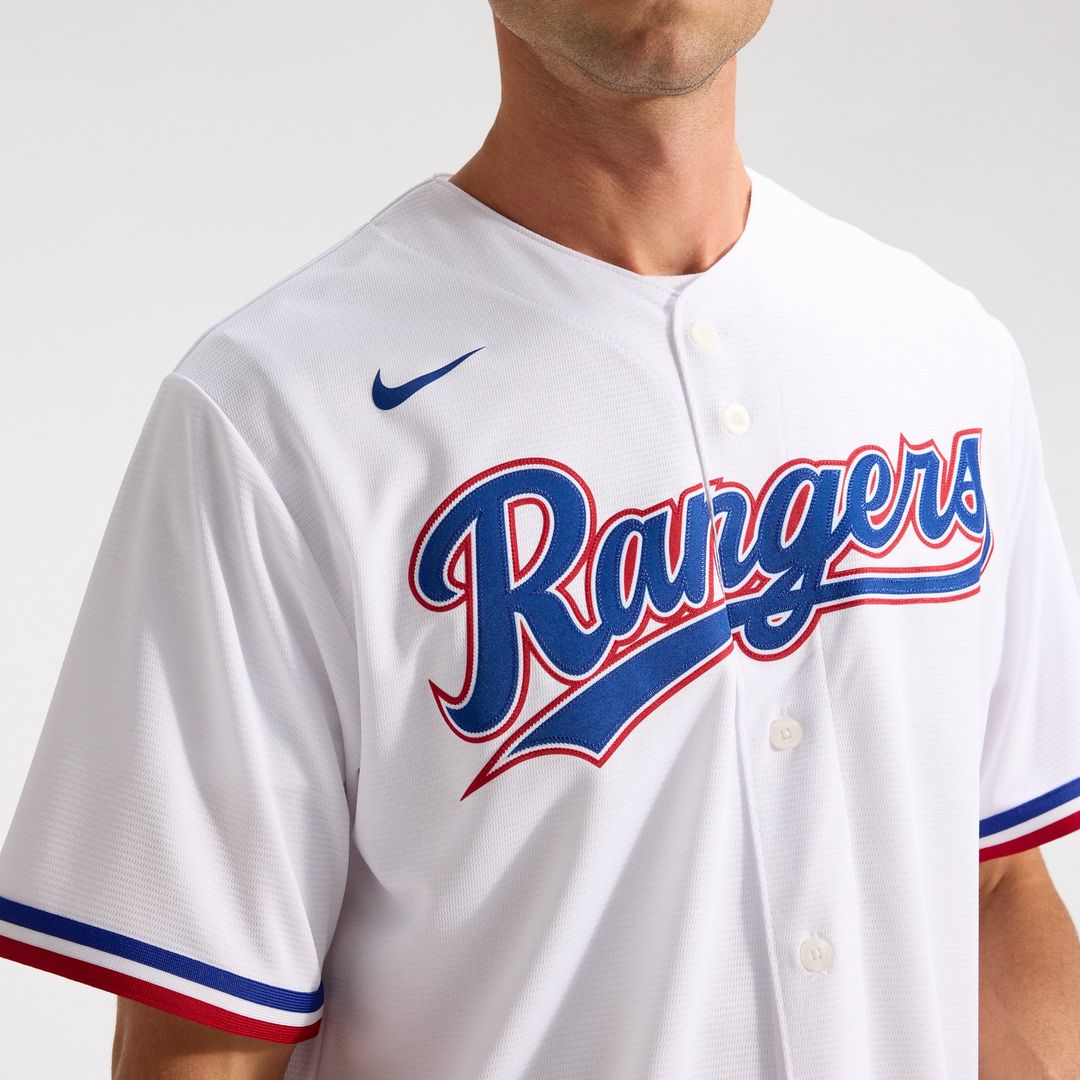 Texas Rangers Nike White Home Replica Team Jersey product image 8, provided for visual reference and product detail review