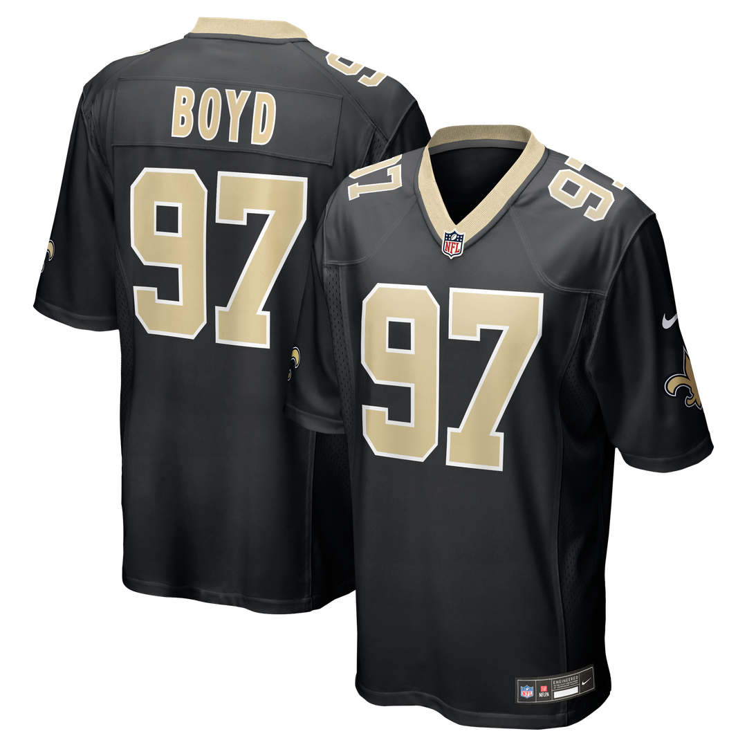 New Orleans Saints Khristian Boyd Nike Black Game Jersey product image 1, provided for visual reference and product detail