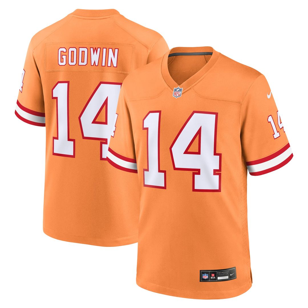 Tampa Bay Buccaneers Chris Godwin Nike Orange Throwback Game Jersey product image 7, provided for visual reference and