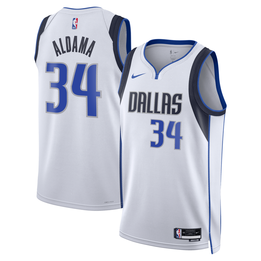 Dallas Mavericks Nike Association Edition Swingman Jersey - White - Santi Aldama - Unisex product image 1, provided for
