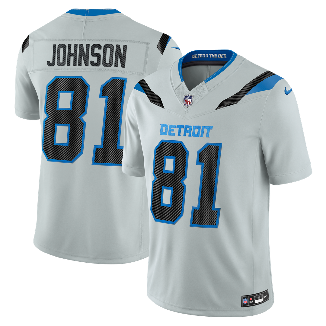 Detroit Lions Calvin Johnson Nike Silver 2026 Rivalries Collection Stitched Limited Jersey product image 1, provided for