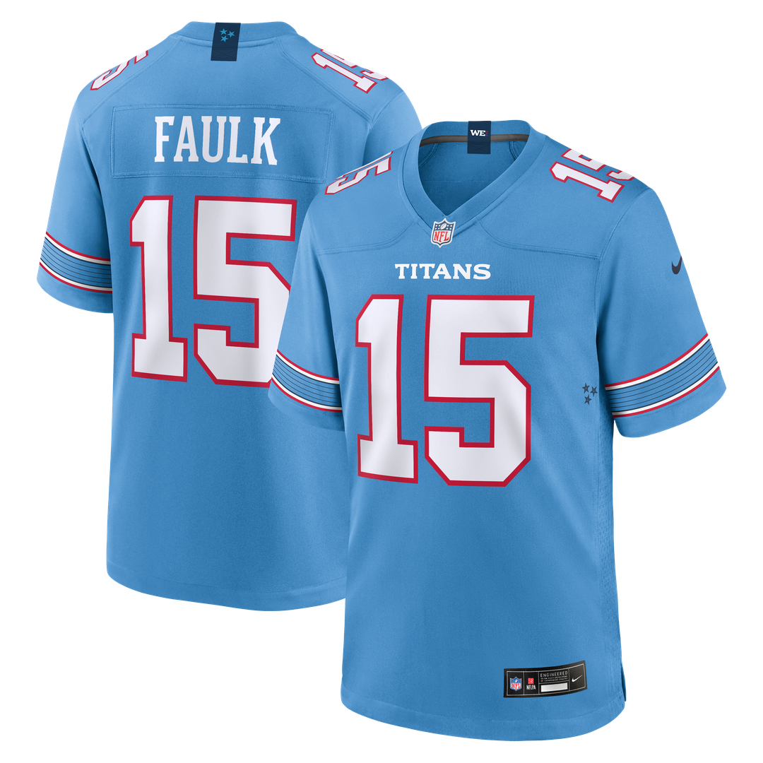 Tennessee Titans Keldric Faulk Nike Light Blue Team Game Jersey product image 1, provided for visual reference and product