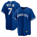 Kansas City Royals Bobby Witt Jr. Nike Rush Blue Alternate 2 Replica Jersey product image 1, provided for visual reference