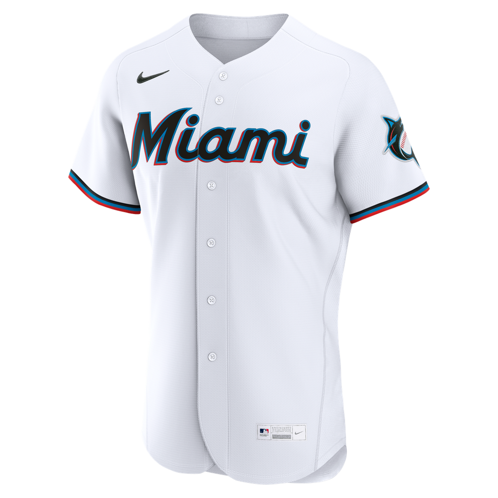 Miami Marlins Nike White Home Authentic Custom Jersey product image 2, provided for visual reference and product detail