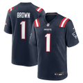 New England Patriots A.J. Brown Nike Navy Team Game Jersey product image 1, provided for visual reference and product detail