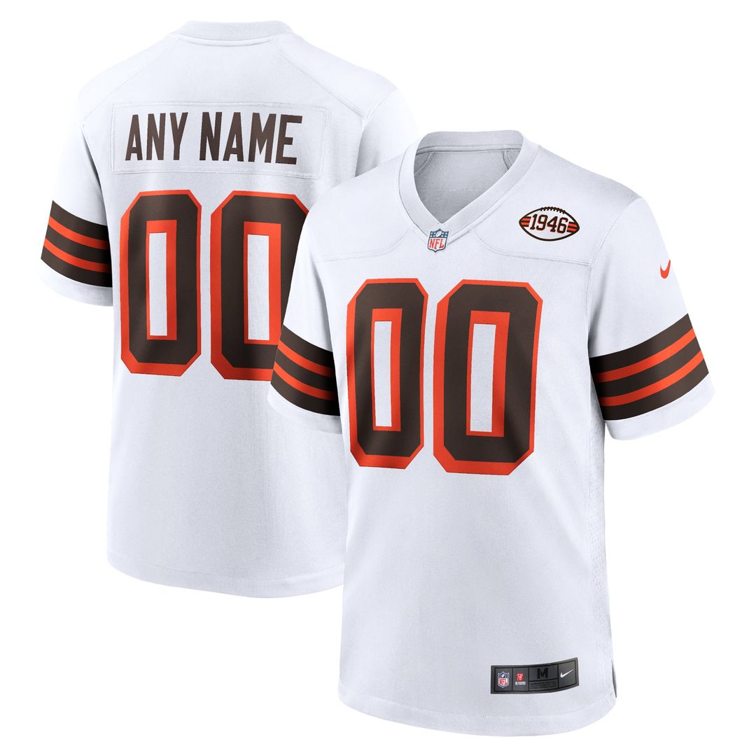 Cleveland Browns Nike White 1946 Collection Alternate Custom Jersey product image 1, provided for visual reference and