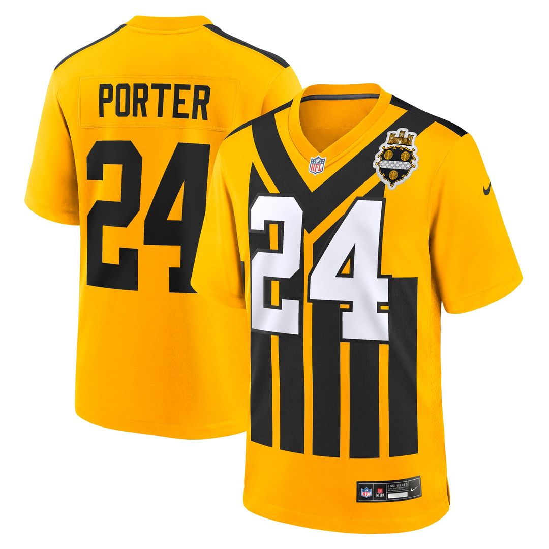 Pittsburgh Steelers Joey Porter Jr. Nike Gold Alternate 1933 Throwback Game Jersey product image 1, provided for visual