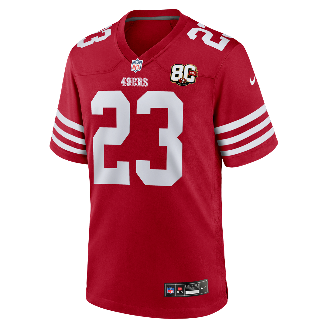 San Francisco 49ers Christian McCaffrey Nike White 80th Anniversary Game Jersey product image 8, provided for visual