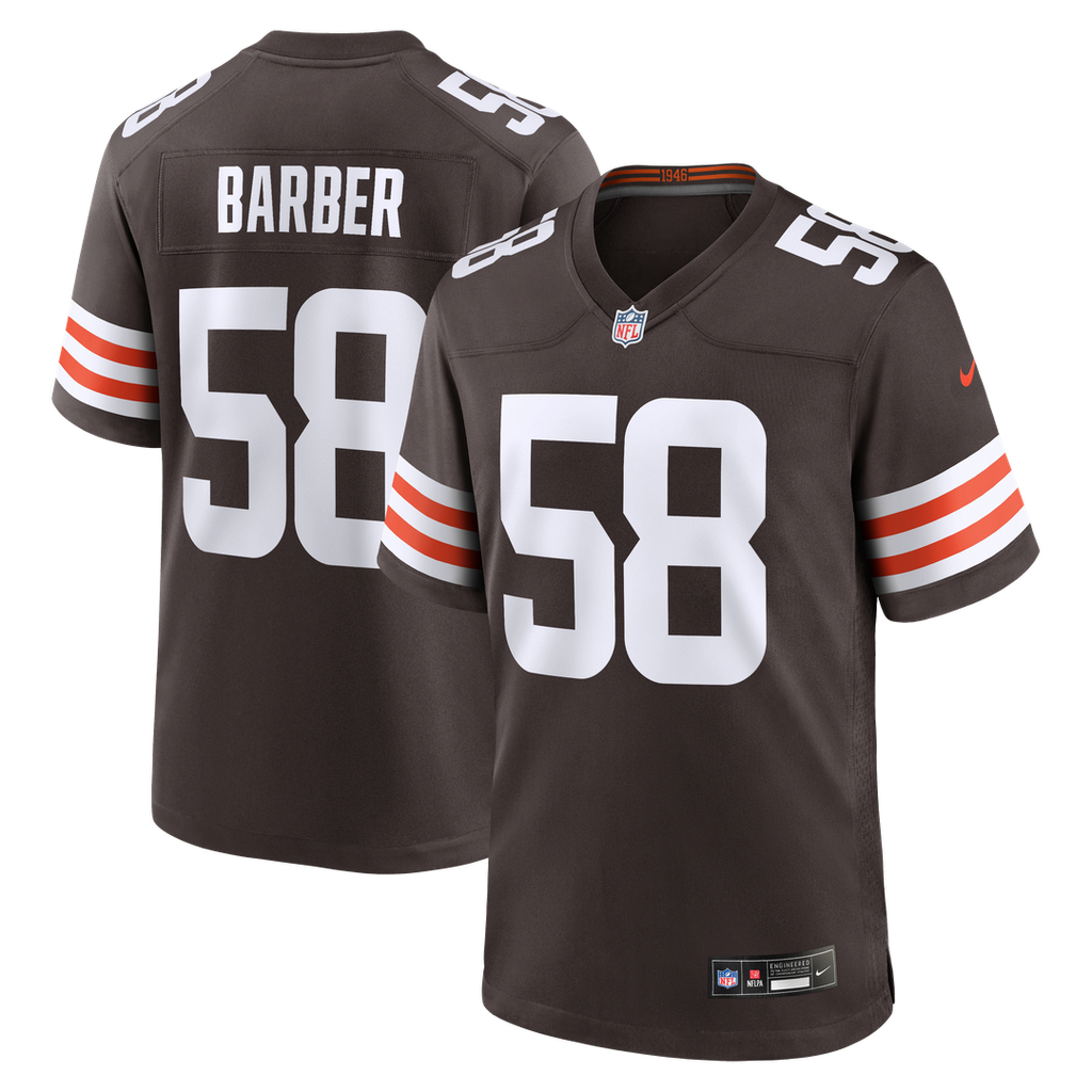 Cleveland Browns Austin Barber Nike Brown Team Game Jersey product image 1, provided for visual reference and product detail