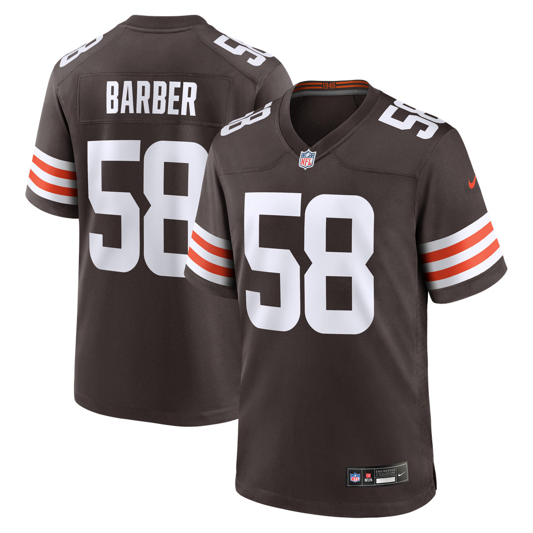 Cleveland Browns Austin Barber Nike Brown Team Game Jersey product image 1, provided for visual reference and product detail