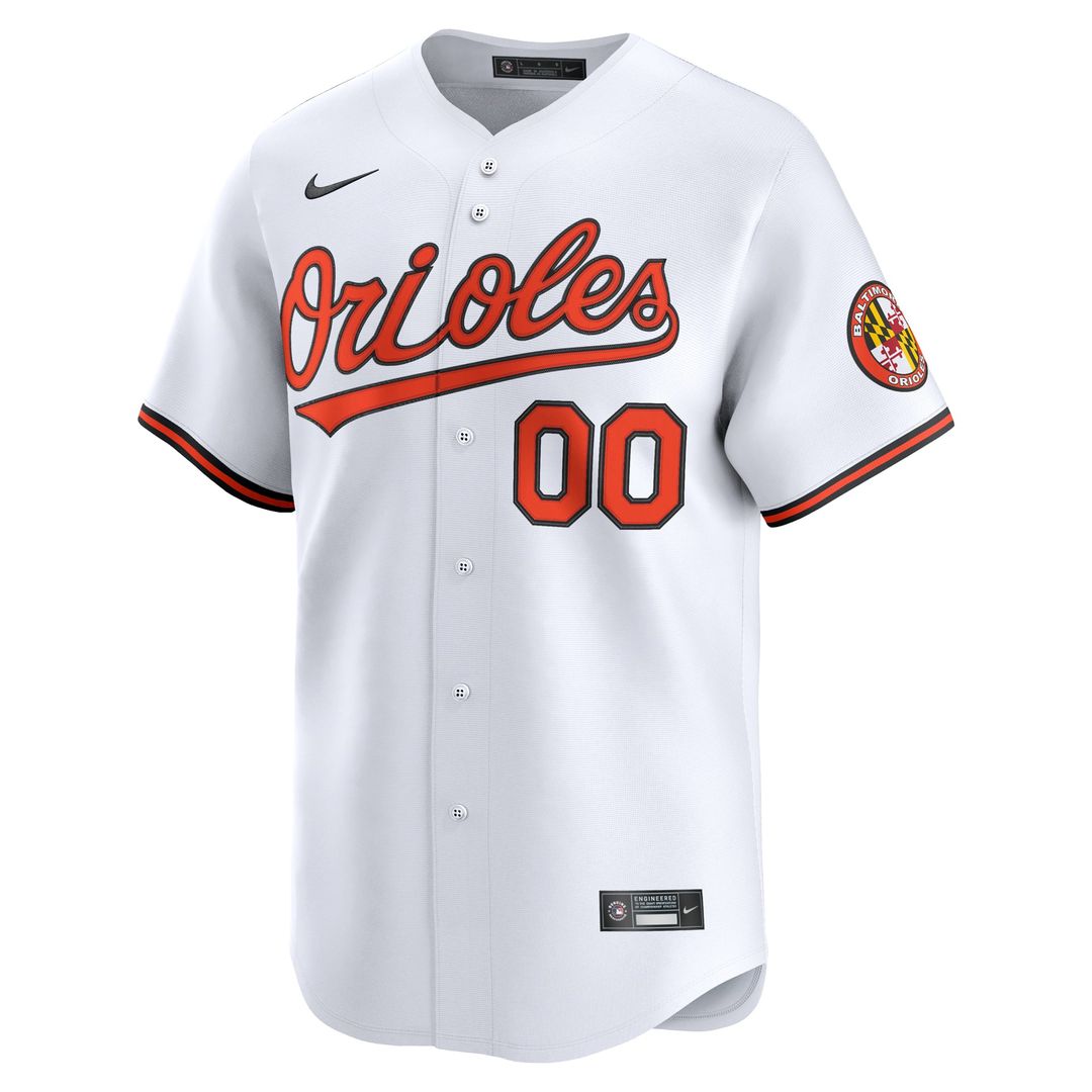 Baltimore Orioles Nike White Home Limited Custom Jersey product image 2, provided for visual reference and product detail