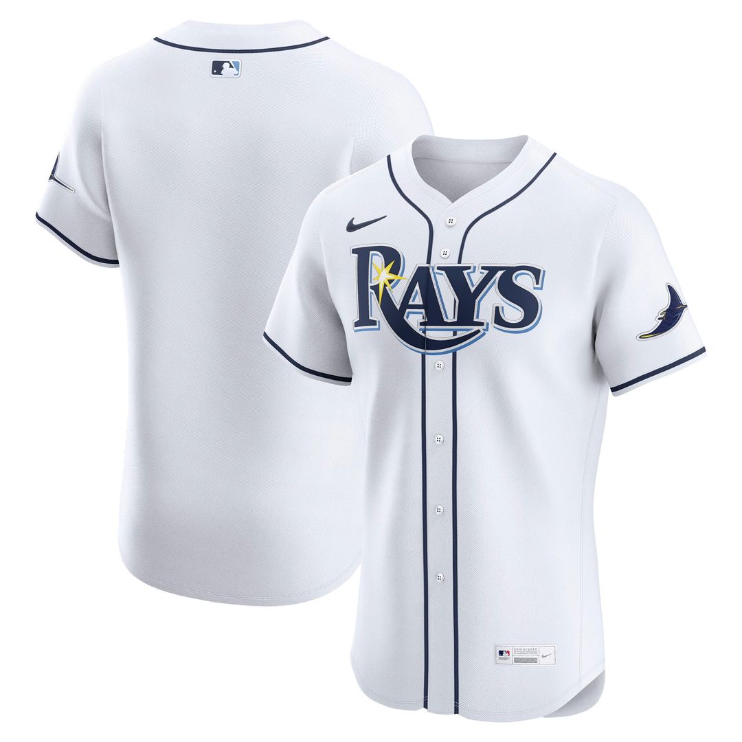 Tampa Bay Rays Nike White Home Elite Jersey product image 1, provided for visual reference and product detail review