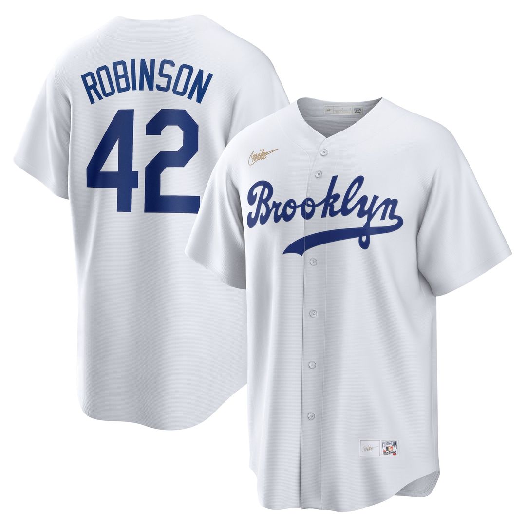Brooklyn Dodgers Jackie Robinson Nike White Cooperstown Collection Jackie Robinson Day Jersey product image 1, provided for