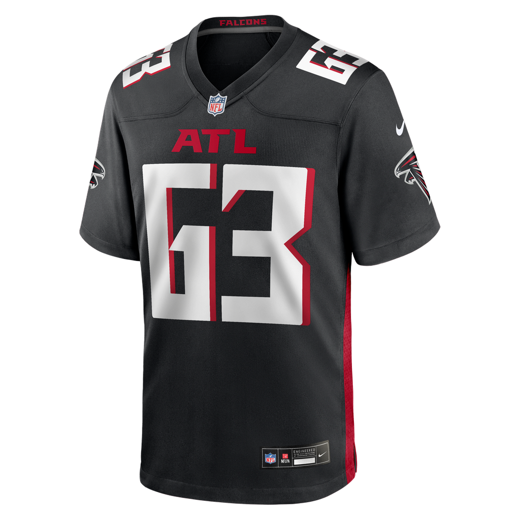 Atlanta Falcons Chris Lindstrom Nike Black Game Jersey product image 2, provided for visual reference and product detail