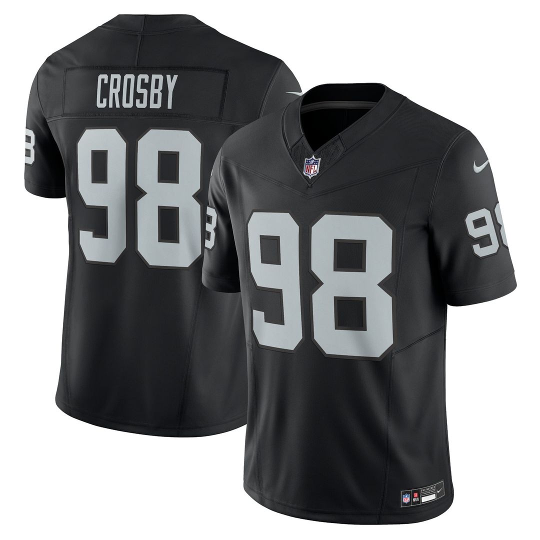 Las Vegas Raiders Maxx Crosby Nike Black Vapor F.U.S.E. Limited Jersey product image 1, provided for visual reference and