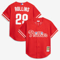 Philadelphia Phillies Jimmy Rollins Mitchell & Ness Red Cooperstown Mesh Batting Practice Button-Up Jersey product image 1,