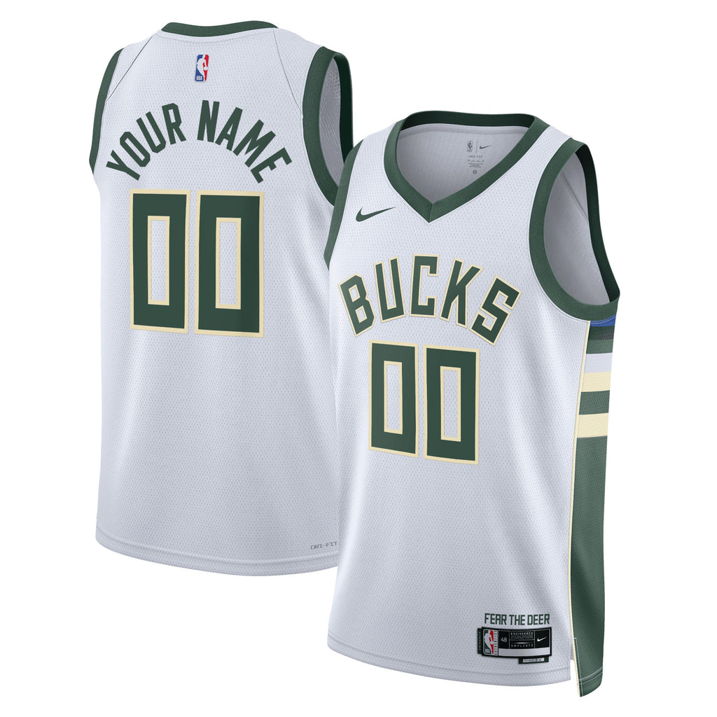 Milwaukee Bucks Nike Association Swingman Jersey - Custom - Unisex product image 1, provided for visual reference and