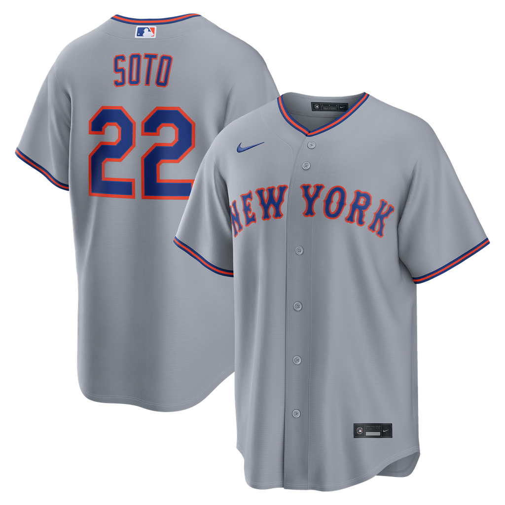 New York Mets Juan Soto Nike Gray Road Replica Jersey product image 15, provided for visual reference and product detail