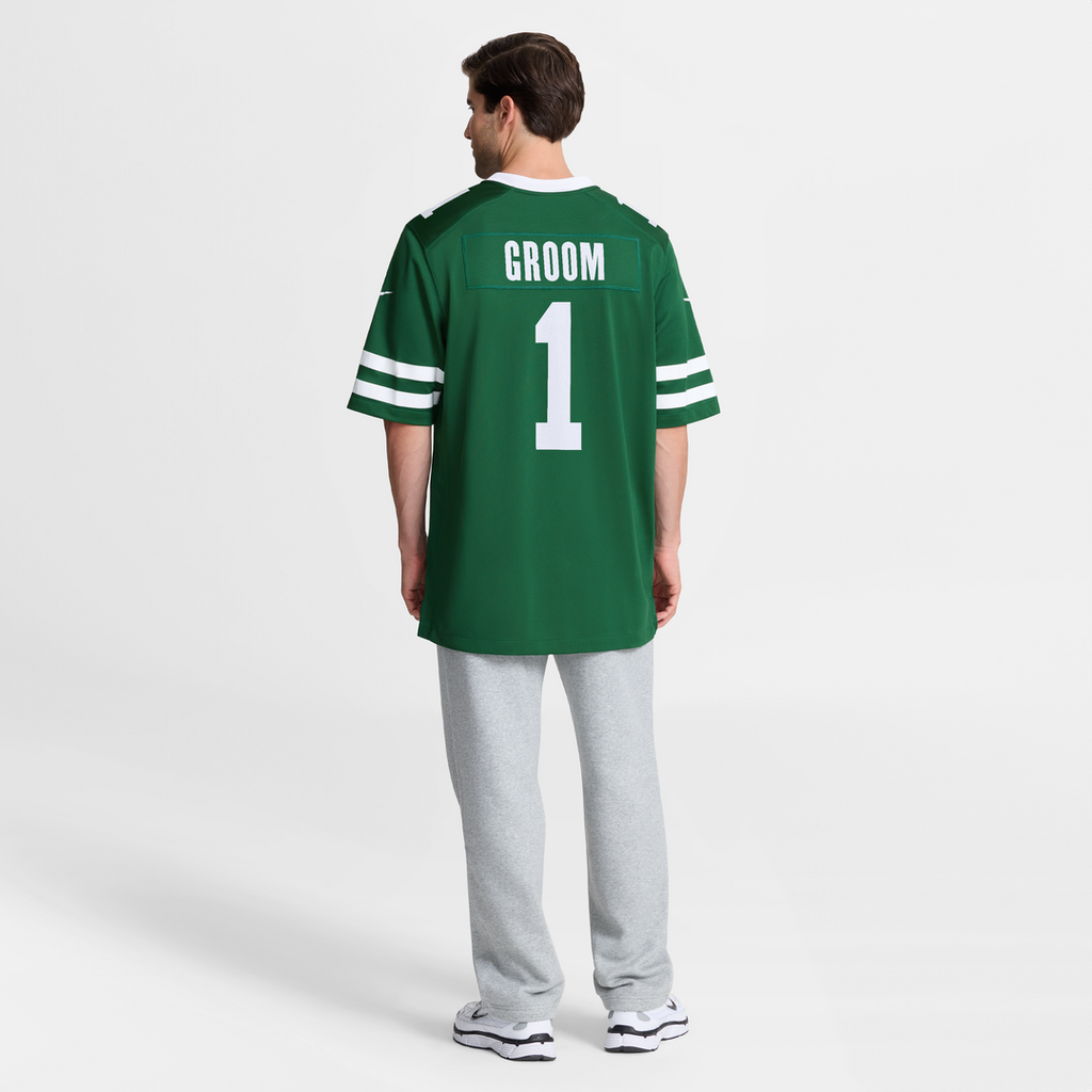 New York Jets Number 1 Groom Nike Legacy Green Game Jersey product image 8, provided for visual reference and product detail