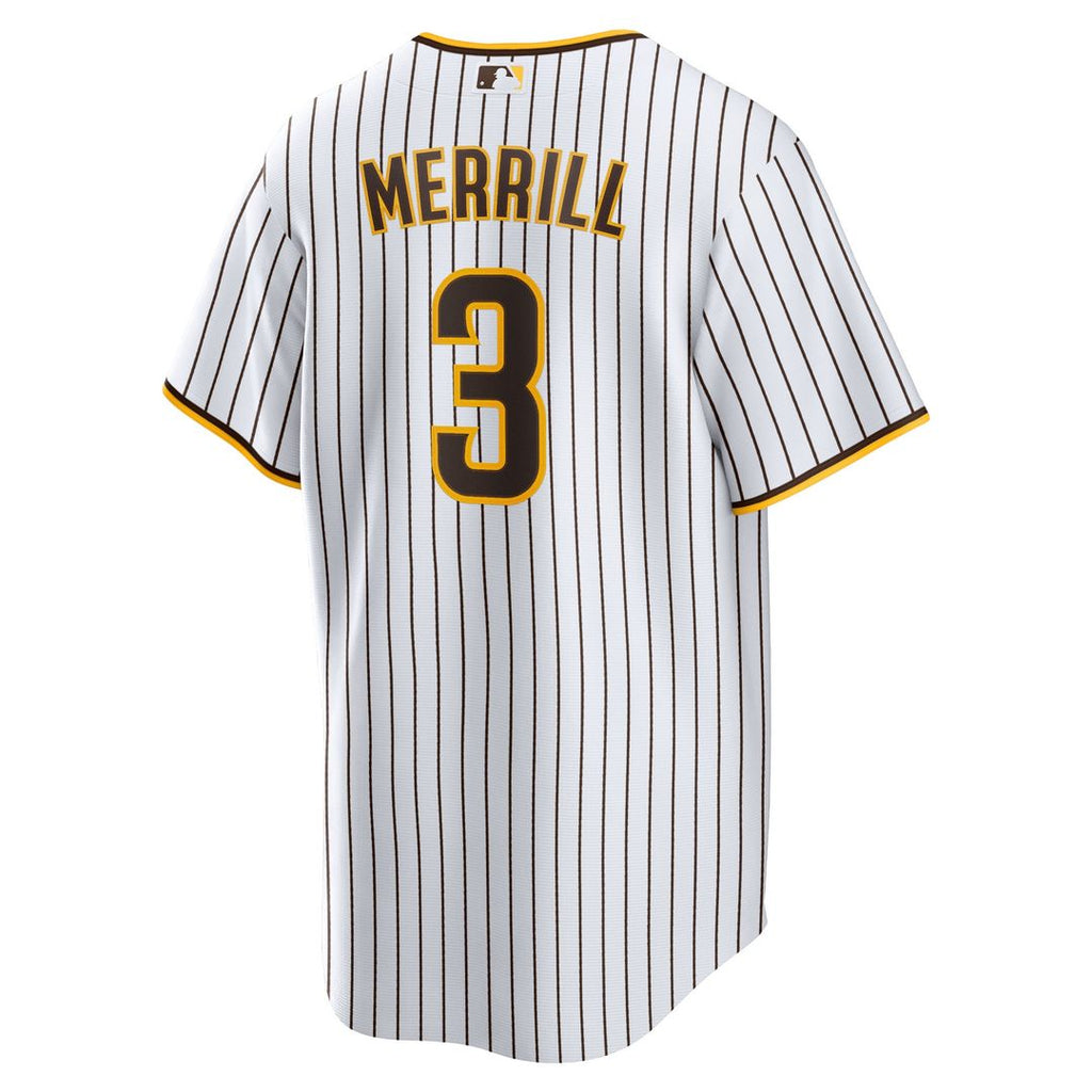 San Diego Padres Jackson Merrill Nike White Home Replica Jersey product image 3, provided for visual reference and product