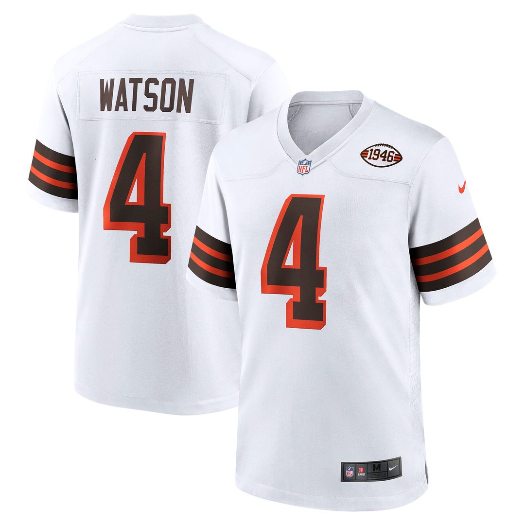 Cleveland Browns Deshaun Watson Nike White Alternate Game Jersey product image 1, provided for visual reference and product