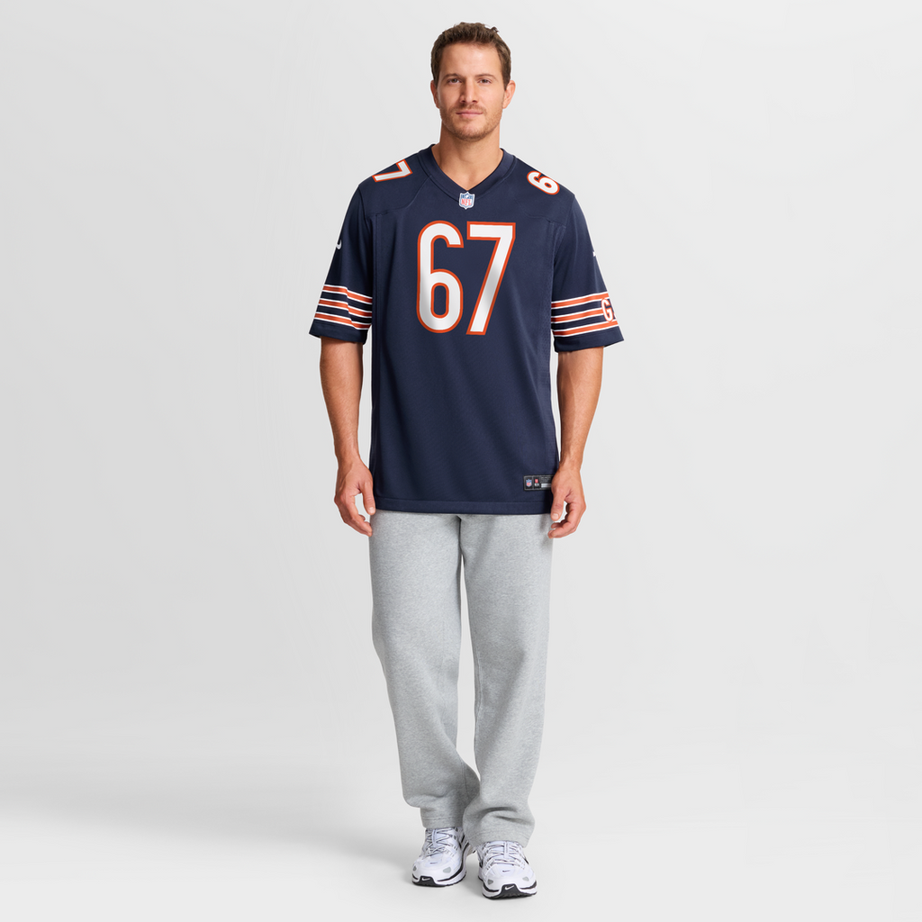 Chicago Bears Garrett Bradbury Nike Navy Team Game Jersey product image 2, provided for visual reference and product detail