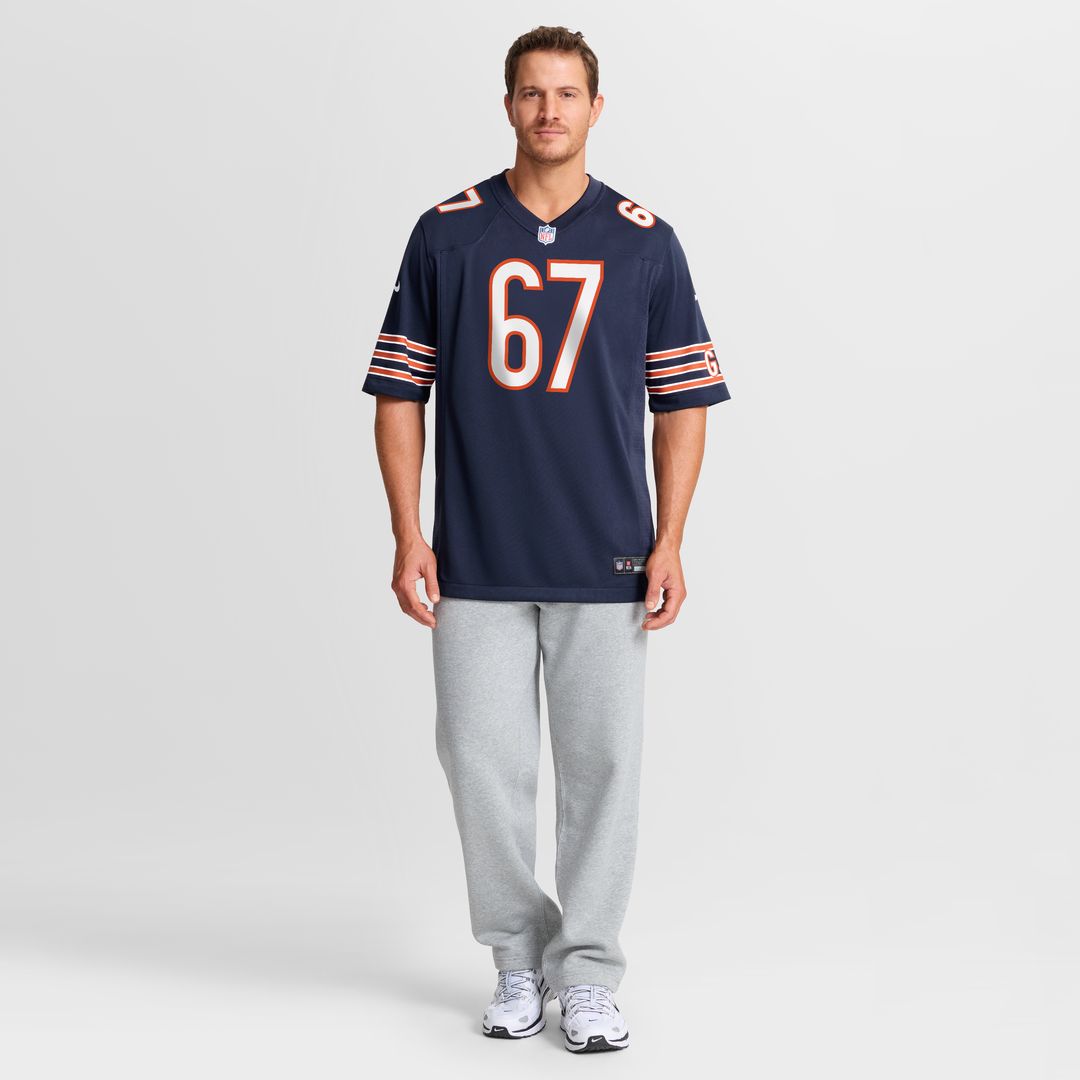 Chicago Bears Garrett Bradbury Nike Navy Team Game Jersey product image 2, provided for visual reference and product detail