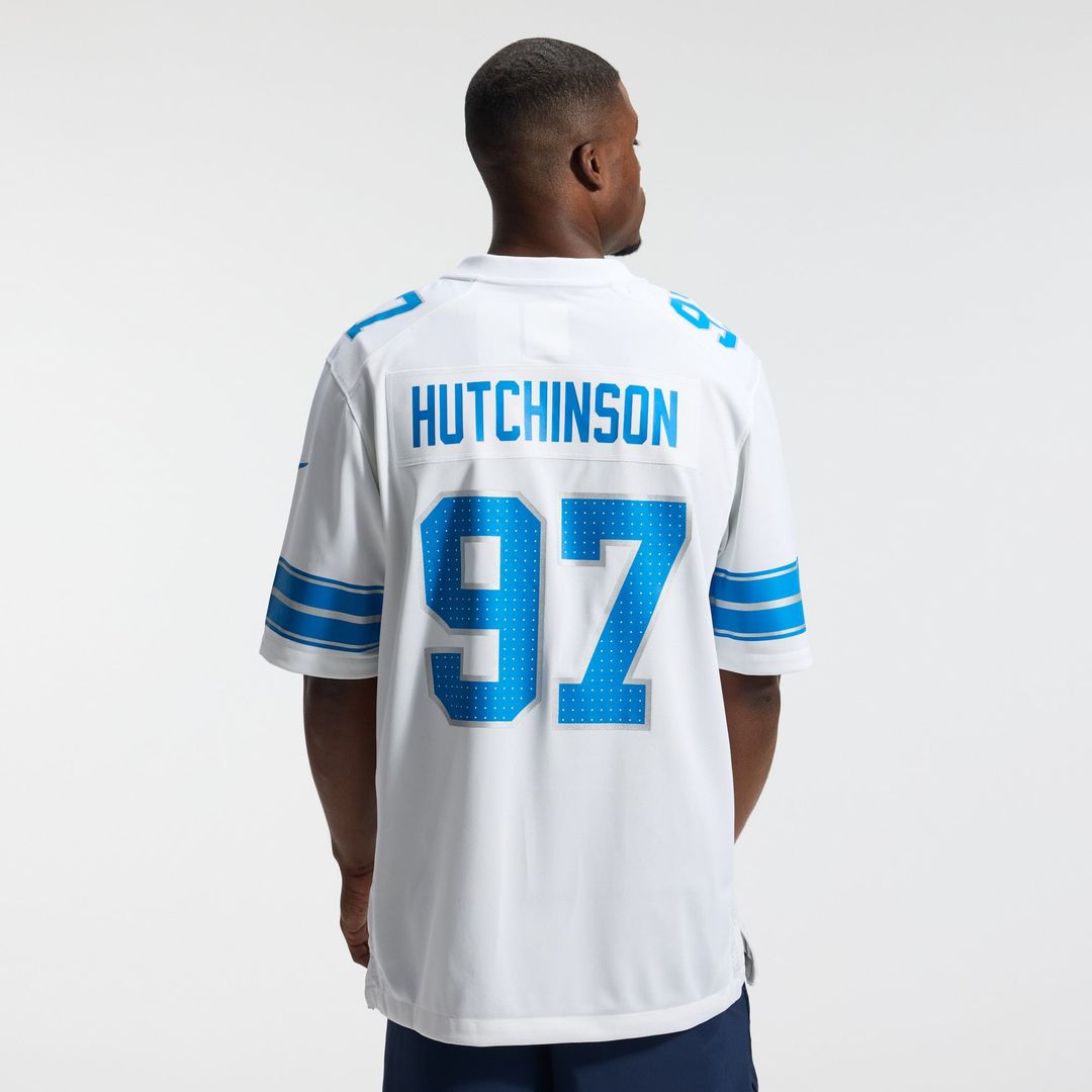 Detroit Lions Aidan Hutchinson Nike White Game Jersey product image 3, provided for visual reference and product detail