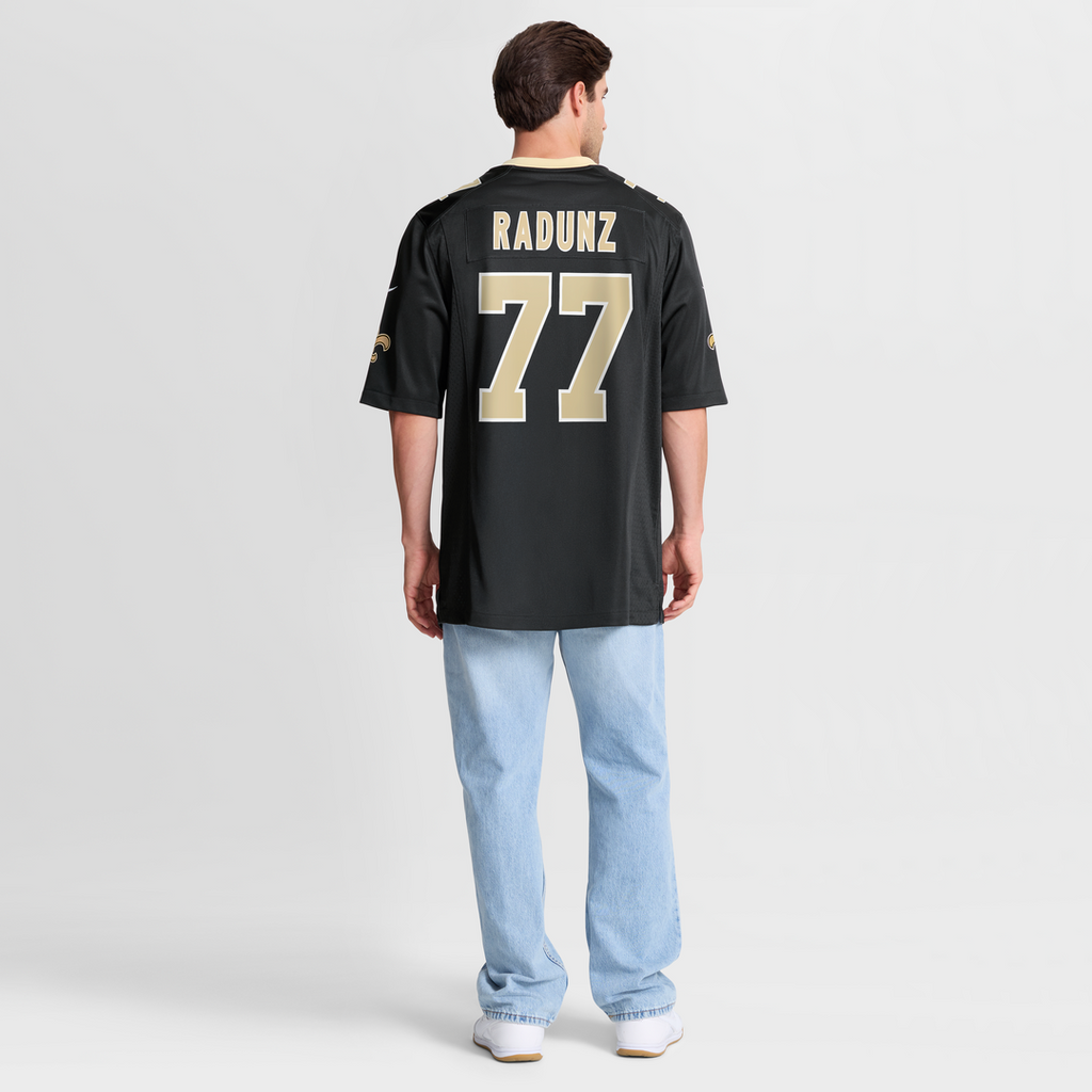 New Orleans Saints Dillon Radunz Nike Black Team Game Jersey product image 8, provided for visual reference and product