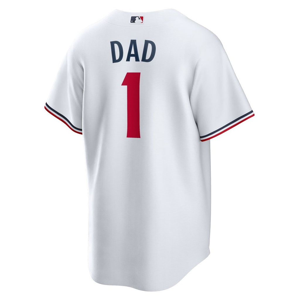 Minnesota Twins Nike White #1 Dad Home Replica Jersey product image 3, provided for visual reference and product detail