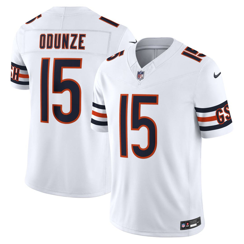 Chicago Bears Rome Odunze Nike White Vapor F.U.S.E. Stitched Limited Jersey product image 1, provided for visual reference