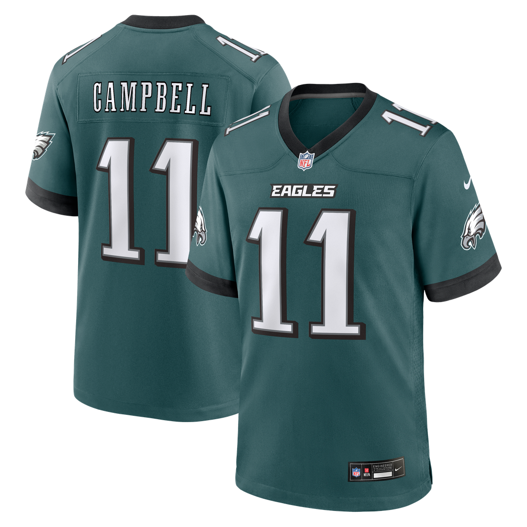 Philadelphia Eagles Jihaad Campbell Nike Midnight Green Team Game Jersey product image 1, provided for visual reference and